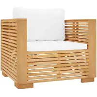vidaXL Gartensessel mit Creme Kissen Massivholz Teak
