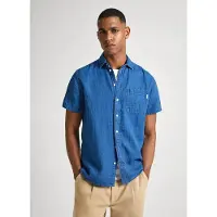 Pepe Jeans für Herren. PM308518 Baker Hemd blau (M), Lässig, Baumwolle, Kurzarm