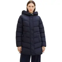 Tom Tailor Damen Puffer Mantel mit Kapuze , sky captain blue, L
