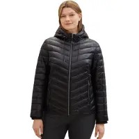 Tom Tailor Damen Plussize Lightweight Steppjacke mit Kapuze, 14482 - Deep Black,
