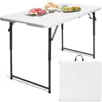 RELAX4LIFE Klapptisch höhenverstellbar belastbar bis 150 kg 122 x 61 x 74 cm Weiß/Flyaway Orchidee