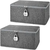 LTPRTZ Verriegelbare Aufbewahrungsboxen - Aufbewahrungsbehälter mit Deckel - Sichere Aufbewahrung von Gegenständen - Mit Zahlenschloss - 30 x 20 x 14 cm - Grau