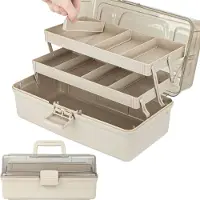 LTPRTZ Aufbewahrungsbox mit Fächern – Organizer-Box – Zur Ordnung von Gegenständen – 3 Schichten mit Tabletts – 375 cm – Braun