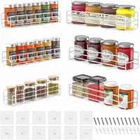 LTPRTZ Kräuteregal-Set – Wandregal für die Küche – zur Organisation der Küche – ohne Bohren – 6 Stück – weiß