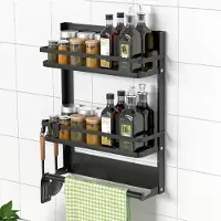 LTPRTZ Kräutertrockner mit Halterung - Wandregal-Organizer - Ordnung im Küchenbereich - Montage ohne Bohren - 30x11x40 cm - Schwarz