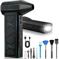 LTPRTZ Elektrische Laubbläser - Mini-Laubbläser - Zum Entfernen von Staub - Mit Taschenlampe - 180.000 U/min - Schwarz