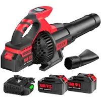 LTPRTZ Kabelloser Laubbläser - Elektrischer Laubbläser - Gartenpflege - LCD-Intelligentes Display - 2 x 4,0 Ah Akkus - Schwarz