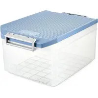 LTPRTZ Aufbewahrungsbox mit Deckel - Kunststoff-Aufbewahrungsbehälter - Ordnung im Haushalt - BPA-freies Polypropylen - 14 Liter - Taubenblau