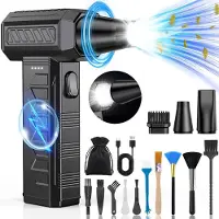 LTPRTZ Elektrischer Laubbläser – Luftbläser – Staubsauger – Reinigung von Computern – 150.000 U/min Leistung – 6000 mAh Akku – Schwarz