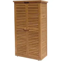 LTPRTZ Gartenkasten aus Holz – Aufbewahrungsbox für den Außenbereich – Zur Aufbewahrung von Gartengeräten – Mit Lüftungsöffnungen – 87 x 46,5 cm – Braun