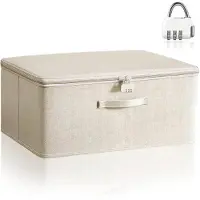 LTPRTZ Abschließbarer Aufbewahrungsbehälter - Box mit Zahlenschloss - Sichere Aufbewahrung - Stabil und wasserdicht - 30x20x14 cm - Weiß