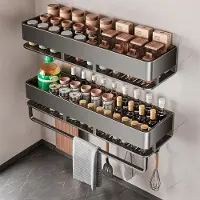 LTPRTZ Kräuteregal-Set – Küchenorganizer – Küchenaufbewahrung – Mit Haken – 40 cm – Grau