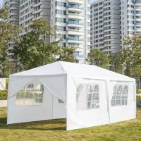Alightup Faltpavillon 3x6m Wasserdicht mit 6 UV-Wänden Weiß PE-Plane