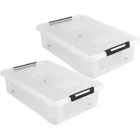LTPRTZ Aufbewahrungsboxen-Set – Aufbewahrungsbehälter mit Deckel – Platzsparend – Feuchtigkeitsbeständiges Design – 2 Stück à 32 Liter – Transparent