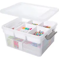 LTPRTZ Aufbewahrungsbox mit Schublade – Hobbykiste – zur Organisation von Hobbyutensilien – 2-stöckiges Design – 16 Liter – Weiß