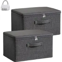 LTPRTZ Aufbewahrungsboxen mit Schloss – Aufbewahrungsbehälter – Zur Organisation von Gegenständen – Verschließbares Design – L 40 x 30 x 21 cm – Transparent