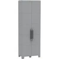 LTPRTZ Außenaufbewahrungsbox - Schrank mit Türen - Gartenmöbelaufbewahrung - Hergestellt aus recyceltem Kunststoff - 78 cm hoch - Grau