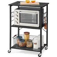 LTPRTZ Ablagekarren für die Küche – Servierwagen – Küchenorganizer – Mit 6 Haken – 40 x 60 x 89 cm