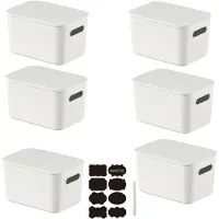 LTPRTZ Aufbewahrungsboxen mit Deckel – Stapelbare Behälter – Zur Raumorganisation – Robustes Kunststoffmaterial – Set mit 6 Stück – Weiß
