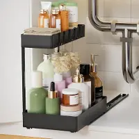 LTPRTZ Ablagegestell unter der Spüle – Küchenschrank-Organizer – Küchenaufbewahrung – Ausziehbar, 2 Ebenen – 39 x 29 x 38 cm