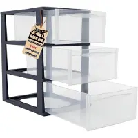 LTPRTZ Schreibtisch-Ablagebox – Aufbewahrungsbox für Schubladen – Schreibtischorganisation – Format A4 geeignet – 3 Schubladen – Transparent