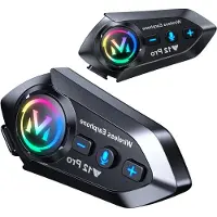 LTPRTZ Motorradhelm-Headset – Kommunikationssystem für Motorradhelme – Für Motorradfahren – Bluetooth mit Dual-Chip-Technologie – 2 Stück – Schwarz