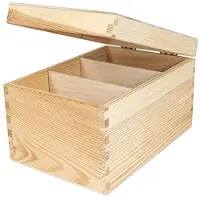 LTPRTZ Holzkiste zur Aufbewahrung – Hobby und Dekoration – Mit drei Fächern – 16 x 24 x 14 cm – Natürliches Holz