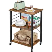 LTPRTZ Ablagekarren für die Küche – Serviertischwagen – Küchenorganizer – Mit 6 Haken – 60 x 89 x 40 cm