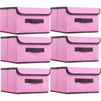 LTPRTZ Aufbewahrungsboxen-Set – Aufbewahrungsbehälter mit Deckel – Zur Aufbewahrung von Kleidung – Stapelbar und zusammenfaltbar – 6 Stück, 26 cm – Rosa