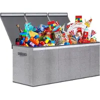 LTPRTZ Aufbewahrungsbox mit Deckel – Aufbewahrungsbehälter für Kinder – Spielzeugaufbewahrung – Abnehmbare Trennwände – 147 Liter – Grau