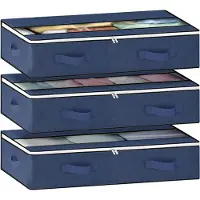 LTPRTZ Aufbewahrungsbox unter dem Bett - Aufbewahrungstasche mit Deckel - Platzsparend - Staubdichtes Design - 90 Liter Fassungsvermögen - Blau