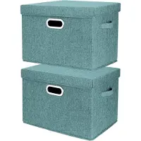 LTPRTZ Aufbewahrungsbox mit Deckel - Klappbare Box - Zur Organisation im Haushalt - Waschbares Material - Set aus 2 Stück - Aqua