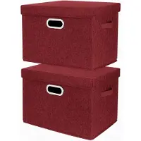 LTPRTZ Aufbewahrungsbox mit Deckel - Faltbarer Aufbewahrungsbehälter - Zur Organisation von Stauraum - Waschbar, robustes Material - 35 Liter, Set mit 2 Stück - Rotwein