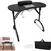 LTPRTZ Faltbarer Manikürtisch – Nagelarbeitsfläche, mobil – Nageldesign für zu Hause – Mit Absaugung – 98 x 44 x 77 cm – Schwarz