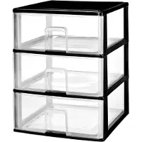 LTPRTZ Ladebox zur Aufbewahrung - Organizer für Schubladen - Raumoptimierung - Stapelbares Design - 38 x 37 x 47 cm - Schwarz, transparent