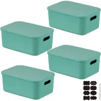 LTPRTZ Aufbewahrungsboxen mit Deckel – Stapelboxen – Für die Organisation im Haushalt – Stapelbar – 4 Stück – Grün