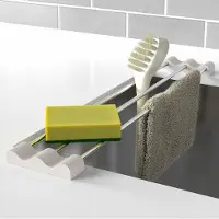 LTPRTZ Ablage für die Küche über der Spüle – Verstellbarer Organizer – Küchenaufbewahrung – Ausziehbbares Design – Bis zu 55 cm – Weiß
