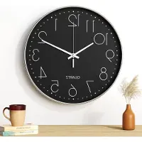LTPRTZ Wanduhren – Moderne Uhren – Zeitanzeige – Geräuscharmer Mechanismus – 30 cm – Schwarz