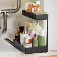 LTPRTZ Ablagegestell unter der Spüle – Küchenschrank-Organizer – Küchenaufbewahrung – Ausziehbar, 2 Ebenen – 39 x 29 x 38 cm