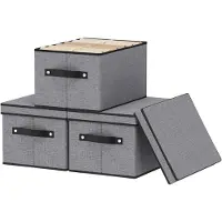 LTPRTZ Aufbewahrungsboxen mit Deckel – Aufbewahrungsbehälter, Körbe – Ordnung schaffen – Faltbar und langlebig – 33x23x18 cm – Grau