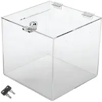 LTPRTZ Spendenbox aus Acryl – Losbox, Wahlurne – Spenden sammeln – Abschließbar mit Schloss – 20 x 20 x 20 cm – Transparent