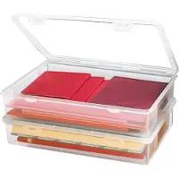 LTPRTZ Transparente Aufbewahrungsbox – Dokumentenablage A4 – Büroorganisation – Stapelbar mit Klappdeckel – 2 Stück, 32 cm – Transparent