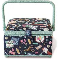 LTPRTZ Aufbewahrungsbox, rechteckig - Für Hobbybedarf - Mit herausnehmbarem Einsatz - 23 x 23 x 14 cm - Dunkelblau