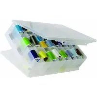 LTPRTZ Näh-Organizerbox – Aufbewahrungsbox für Garn – Hobby-Aufbewahrung – Zwei-seitiges Design – 46 Fächer – Transparent