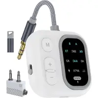 LTPRTZ Bluetooth-Sender/Empfänger - Audio-Adapter - Kabelloses Hören - Verbindung von zwei Kopfhörern - 20 Stunden Akkulaufzeit - Schwarz