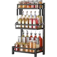 LTPRTZ Küchenregal – Kräuterorganizer – Küchenorganisation – Stabiles, freistehendes Design – 32 x 20 x 40 cm – Schwarz