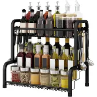 LTPRTZ Kräuteregal, stehend – Küchenorganizer – Küchenaufbewahrung – 4 Etagen mit Haken – 42,5 x 25,5 x 41 cm