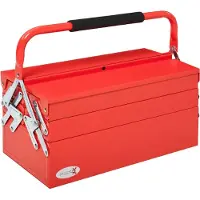 LTPRTZ Werkzeugkiste – Aufbewahrungsbox – Werkzeugorganisation – Zusammenklappbar, 5 Fächer – 45 x 34,5 cm – Rot