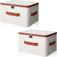 LTPRTZ Aufbewahrungsbox mit Schloss - Verschließbarer Koffer - Sichere Aufbewahrung - Zahlenschloss - 2 Stück, 30x20x14 cm - Weiß