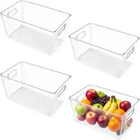 LTPRTZ Aufbewahrungsboxen für den Kühlschrank – Vorratsbehälter – Küchenorganisation – Stapelbar, transparentes Design – 4 Stück, 25,5 cm – Transparent
